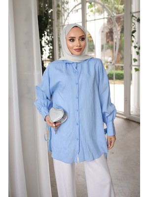 İmaj Butik Bebe Mavi Kol Bağlamalı Gömlek