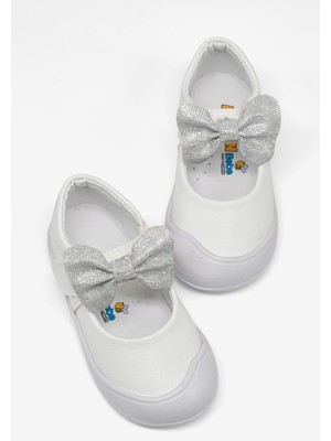 Tonny Black Kız Çocuk Beyaz Çocuk Ilk Adım Fiyonlu Babet