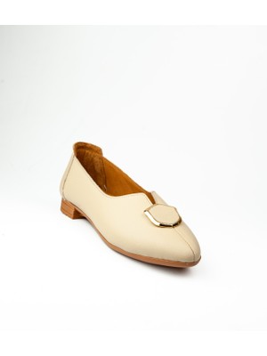 Moda Arena 319 Bej Deri Kadın Babet