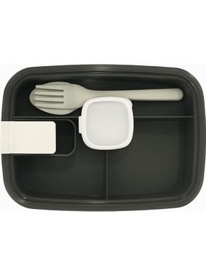 Leaf Shop Lunchbox Yemek Kabı – Sızdırmaz, Taşınabilir ve Sağlıklı Saklama Kutusu | Çatal Kaşık Bölmeli | Gıda Dostu (Gri)
