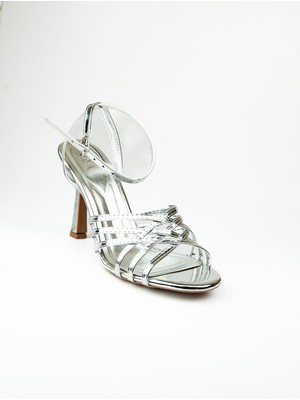 Moda Arena 148 Gümüş Topuklu Kadın Abiye Ayakkabı