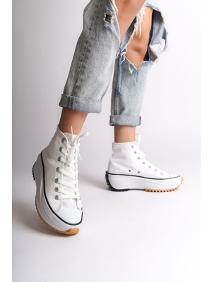 DMR Elegance Roma Bağcıklı Ortopedik Taban Kadın Sneaker Spor Ayakkabı Tbt - Beyaz