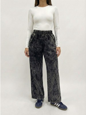 Miostil Cep Detay Lastikli Pantolon-Siyah