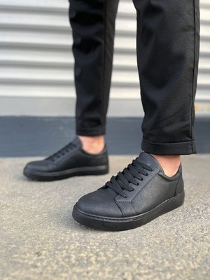 DMR Elegance JY165 Elite Bağcıklı Cilt Erkek Günlük Sneaker Ayakkabı Cst - Siyah