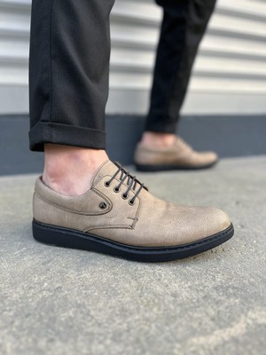 DMR Elegance JY0610 Clasico Bağcıklı Cilt Erkek Günlük Klasik Ayakkabı Cst - Gri