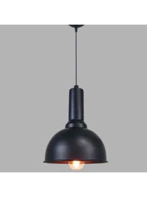 Ronisu Aydınlatma Donata Endüstriyel Stil Siyah Yuvarlak Başlıklı Tekli Sarkıt Avize Ra-Avz- 9251-37-46