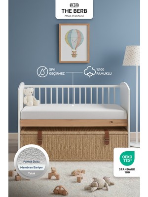 The Berb | %100 Pamuklu Sıvı Geçirmez Bebek & Çocuk Alezi | Full Kenar Yatak Koruyucu | Beşik ve Kreş Alezi