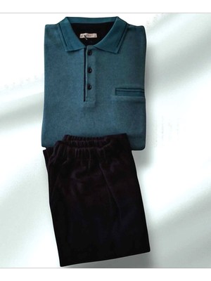 Erse %100 Pamuk Selanik Örme Uzun Kol Erkek Pijama Takımı Kışlık Bej