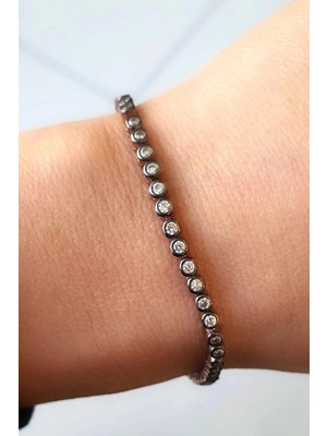 Elmas Işçiliği 925AYAR Gümüş Üzerine Rose Altın Kaplama Asansörlü Ayarlanabilir Bileklik