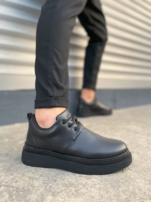DMR Elegance JY03 Luxor Bağcıklı Cilt Erkek Günlük Spor Klasik Ayakkabı Cst - Siyah