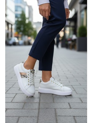 Mia Marya Yılan Desenli Kadın Sneaker – Ortopedik Platform Kalın Taban Spor Ayakkabı