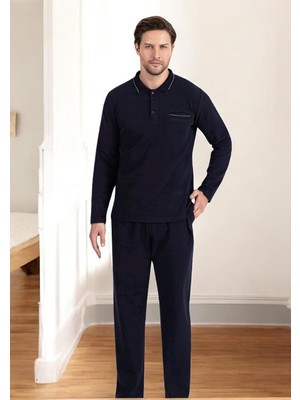 Erse %100 Pamuk Selanik Örme Uzun Kol Erkek Pijama Takımı Kışlık Bej