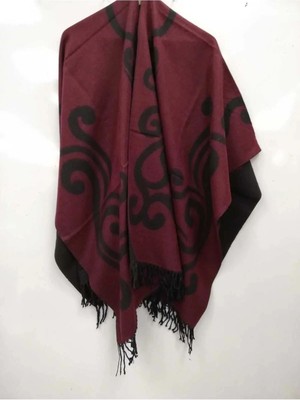 Rora Kadın Gri Çift Taraflı Omuz Şalı Panço