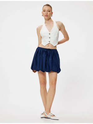 Koton Mini Balon Etek Beli Bağlamalı Pamuklu