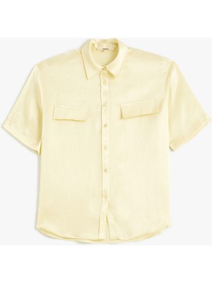 Koton Saten Gömlek Kısa Kollu Rahat Kalıp Klasik Yaka