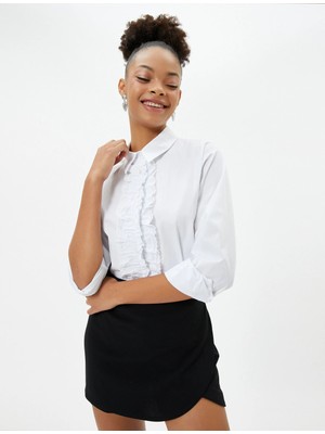 Koton Fırfırlı Gömlek Klasik Yaka Uzun Kollu Pamuklu