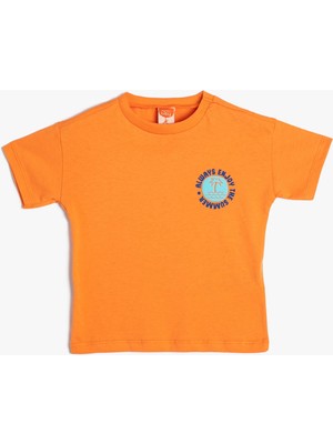 Koton Tişört Kısa Kollu Bisiklet Yaka Baskılı Pamuklu