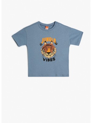 Koton Kaplanlı Tişört Kısa Kollu Bisiklet Yaka