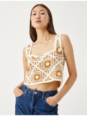 Koton Crop Büstiyer Kroşe Kare Yaka