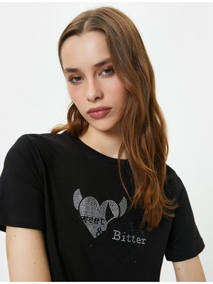 Koton Kısa Kollu Tişört Baskılı Bisiklet Yaka Pamuklu