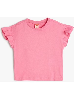 Koton Basic Fırfırlı Tişört Kolsuz Pamuklu