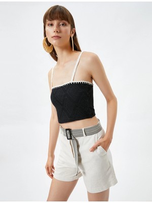 Koton Melis Ağazat XKoton - Askılı Crop Kroşe Üst