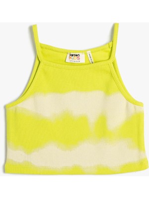 Koton Crop Üst Halter Yaka Askılı Batik Desenli Pamuklu