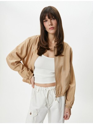 Koton Bomber Ceket Fermuarlı Cepli Hakim Yaka Viskon