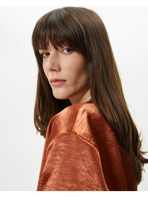 Koton Bomber Ceket Fermuarlı Jakarlı Viskon Cepli