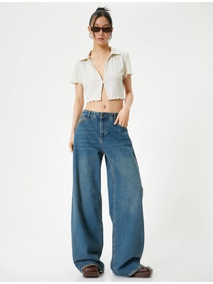 Koton Crop Polo Tişört Kısa Kollu Slim Fit