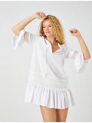 Koton Şahika Ercümen XKoton - Dantel Detaylı Volanlı Mini Elbise