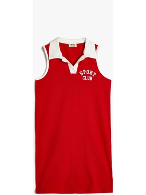 Koton Polo Yaka Elbise Kısa Kollu Baskı Detaylı