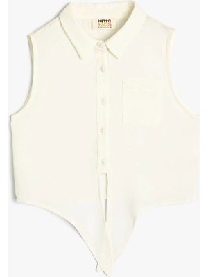 Koton Crop Gömlek Kısa Kollu Önden Bağlamalı