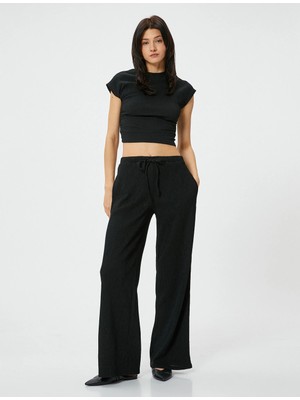 Koton Bol Paça Pantolon Beli Bağcıklı Dokulu Cepli