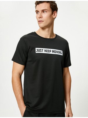 Koton Spor Tişört Slogan Baskılı Kısa Kollu