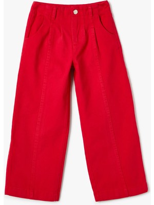 Koton Bol Paça Kot Pantolon Dikiş Detaylı Cepli Düğmeli Pamuklu