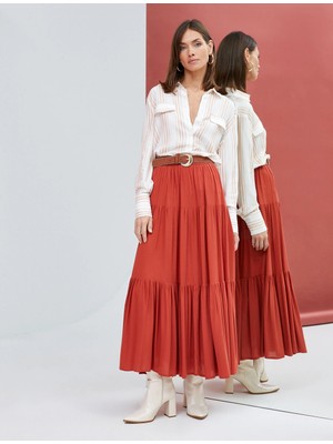 Koton Gömlek Tunik Düğmeli Cep Detaylı Uzun Kollu Viskon