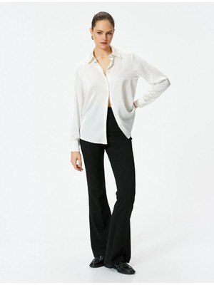 Koton Saten Gömlek Uzun Kollu Düğmeli Standart Kesim