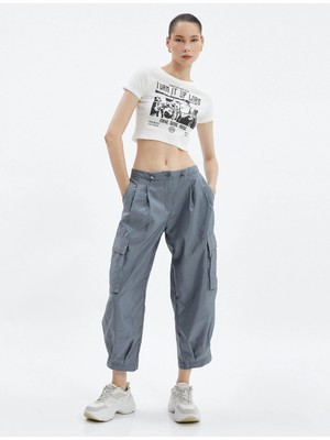 Koton Kargo Pantolon Paraşüt Kumaş Pile Detaylı Cepli Rahat Kesim