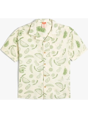 Koton Gömlek Meyve Baskılı Kısa Kollu Cepli