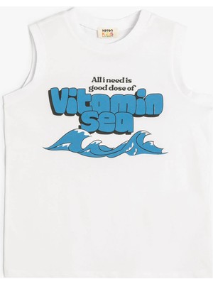 Koton Atlet Slogan Baskılı Bisiklet Yaka Pamuklu