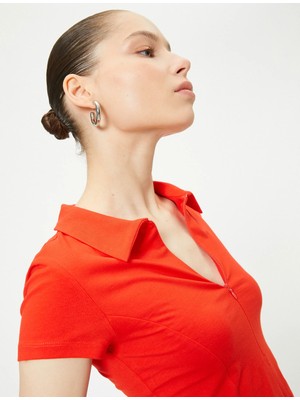 Koton Fermuarlı Polo Tişört Kısa Kollu Slim Fit