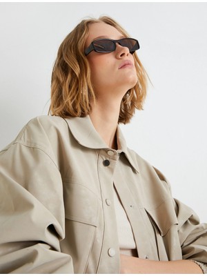 Koton Suni Deri Bomber Ceket Cepli Beli Ve Manşetleri Lastikli