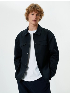 Koton Gömlek Ceket Cep Detaylı Çıtçıt Düğmeli Klasik Yaka