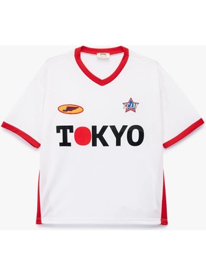Koton Spor Tişört Tokyo Baskılı Kısa Kollu V Yaka Baskılı