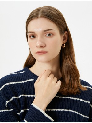 Koton Geniş Yaka Kazak Yarım Fermuarlı Örgü