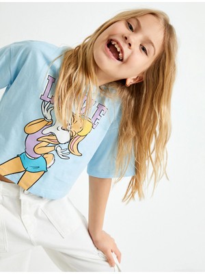 Koton Crop Tişört Lola Bunny Baskılı Lisanslı Kısa Kollu Pamuklu
