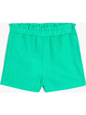 Koton Keten Şort Cep Detaylı Beli Lastikli