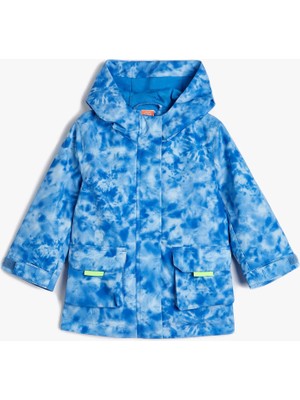 Koton Kapşonlu Gömlek Ceket Batik Desenli Kapaklı Cepli