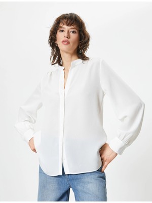 Koton Balon Kollu Gömlek Hakim Yaka Düğmeli